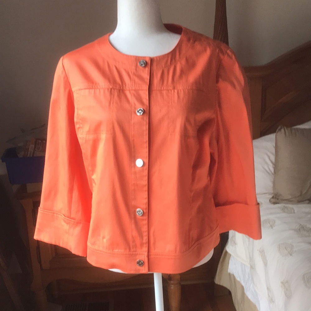 Anne Klein Orange Stretch Blazer Jacket Size Large